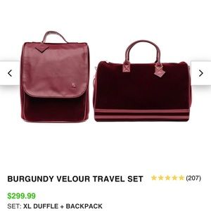 Tote & Carry Burgundy Velour Travel Set